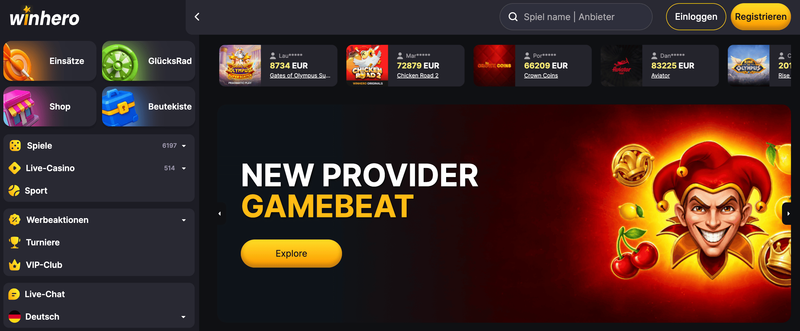 WinHero – lizenziertes Online Casino ohne OASIS mit klarem Fokus auf schnelle Blockchain-Zahlungen